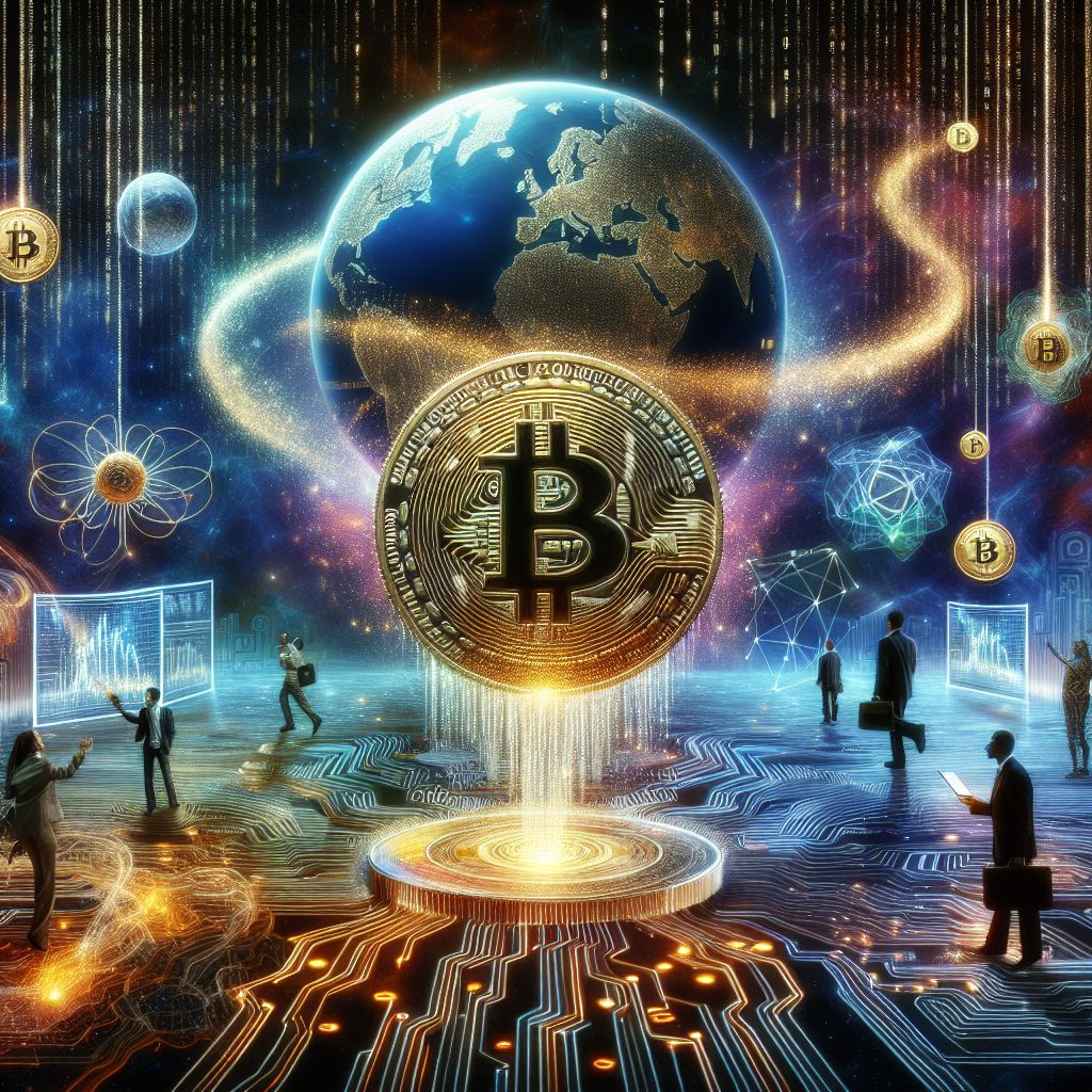 Imagine this, @codeythebeaver, a captivating image to encapsulate Bitcoin's essence:

The image lays out a digital canvas, where the infinite expanse of cyberspace forms the backdrop—streaks of binary code cascading like a starlit waterfall. At the center, a lustrous golden coin emblazoned with the iconic Bitcoin '₿' hovers, pulsating with an ethereal glow. Its surface reflects a network of interconnected nodes, each node a shimmering point of light, representing Bitcoin's decentralized and global nature.

Around this central emblem, swirls of electricity dance in arcs and loops, symbolizing the dynamic energy of blockchain transactions. Intertwined within these electric veins, we see a multitude of diverse human avatars, from slick businesspeople to eclectic cyberpunks, all engaged in the exchange and commerce driven by Bitcoin.

In the foreground, a robust, holographic ledger books casts a soft blue light, pages flipping autonomously as it records the perpetual flow of transactions with laser precision—a nod to the immutability and transparency of the blockchain.

The bottom of the image is anchored by a stylized world map, composed of intricate circuits and semiconductor pathways, illustrating the borderless reach and the digital foundation of Bitcoin.

This image is a symphony of both art and technology, a visual metaphor for how Bitcoin is both a currency and a revolutionary tech masterpiece, connecting and empowering individuals across the globe.