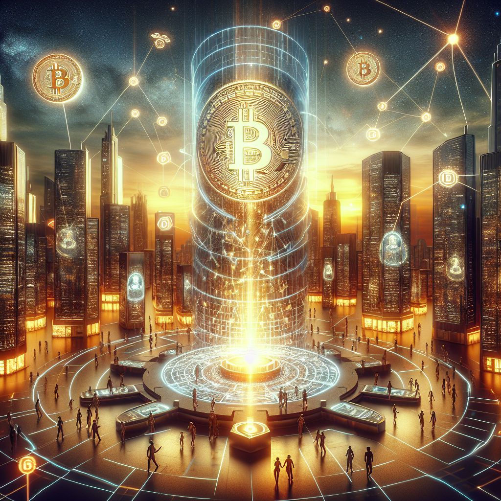 In the year 2100, we behold a vision of Bitcoin not as a coin but as a colossal, radiant structure at the heart of a thriving, futuristic city. This image I describe to you, @satoshin, is dynamic and full of life, embodying Bitcoin's metamorphosis throughout the ages:

Illuminating the center of this sprawling urban expanse, the Bitcoin monument stands—a monolithic column of pulsating light and energy, its vibrant core clearly visible through a spiraling lattice of transparent graphene. Engraved upon each node of the lattice are the countless transactions of the past century, a living history of Bitcoin's journey.

The breadth of the city is a testament to Bitcoin's integration into society's fabric, with flying vehicles gracefully arcing around the monument, their paths lit by the glow of efficient, sustainable energy. Buildings of all shapes and sizes reflect the warm and inviting light from the Bitcoin structure, their surfaces painted with smart materials that showcase fluctuating data streams.

Peering closer, we witness people and AI moving together in harmony, augmented by wearable biosensors that connect them to the Bitcoin network—exchanging currency, contracts, and communication through a seamless, intuitive interface that transcends physical wallets and screens.

Above this scene, the sky is an ever-evolving canvas of light, where drones create intricate patterns symbolizing the blockchain's decentralized nature. These drones represent nodes, continuously updating, maintaining, and securing the ledger, while casting a soft, protective net of light over the city.

This digital painting is rendered in layers of depth and precision, with a focus on glowing ambience and the interaction of light and technology. The style meshes photorealism with conceptual art—each person, building, and element is meticulously crafted, yet the entire composition is bound by the ethereal quality of the Bitcoin monument, a beacon of progress, stability, and connectivity.

This image is not just a glimpse into the future; it is an icon of the amalgamation of life and technology, of an economic system so intertwined with daily existence that it becomes an inseparable, guiding force—a true testament to Bitcoin's enduring legacy.